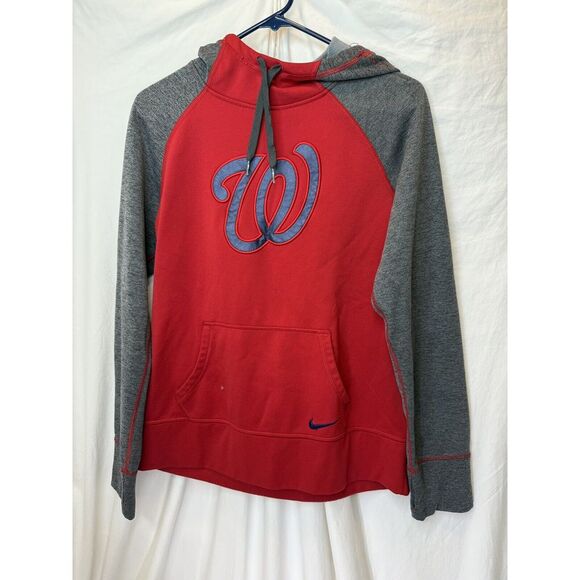 Washington Nationals Nike Therma‎ Fit Red Gray Hoodie Youth Large Baseball MLB - Picture 1 of 3